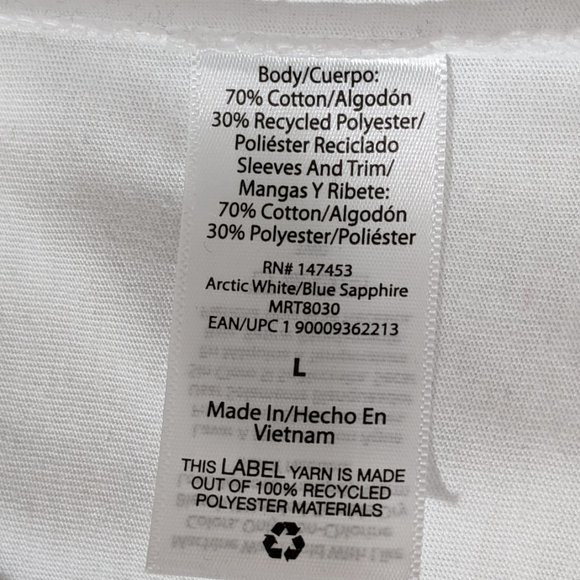 RealTree Men's White w/Blue Sleeve Americana Logo Baseball Tee Size L - Picture 5 of 6